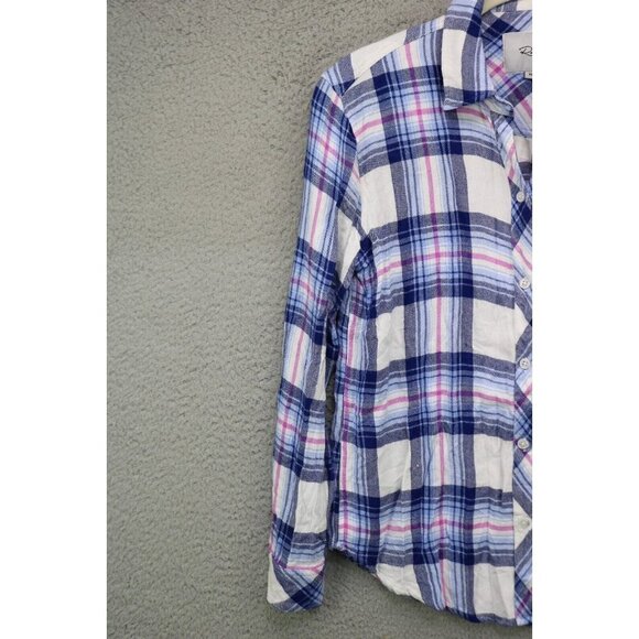 Rails Long Sleeve Blue Plaid Button Up Top-Size XS - Picture 3 of 10